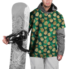 Накидка на куртку 3D с принтом Золотые листья паттерн в Белгороде, 100% полиэстер |  | золото | золотые листья | лето | листочки | листья | паттерн