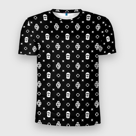 Мужская футболка 3D Slim с принтом Узор Black Dope Ski Mask Camo (Dope Street Market) в Екатеринбурге, 100% полиэстер с улучшенными характеристиками | приталенный силуэт, круглая горловина, широкие плечи, сужается к линии бедра | dope | балаклава | камуфляж | модные | узор | хайп | шмот