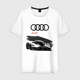Мужская футболка хлопок с принтом Audi   Motorsport , 100% хлопок | прямой крой, круглый вырез горловины, длина до линии бедер, слегка спущенное плечо. | Тематика изображения на принте: audi | car | germany | motorsport | power | racing | team | автомобиль | автоспорт | ауди | германия | гонка | мощь