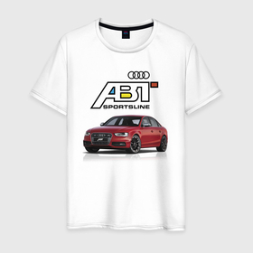 Мужская футболка хлопок с принтом Audi   ABT   Sportsline в Курске, 100% хлопок | прямой крой, круглый вырез горловины, длина до линии бедер, слегка спущенное плечо. | abt | audi | car | germany | motorsport | автомобиль | автоспорт | ауди | германия