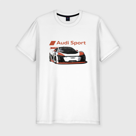 Мужская футболка хлопок Slim с принтом Audi Sport   Racing team в Екатеринбурге, 92% хлопок, 8% лайкра | приталенный силуэт, круглый вырез ворота, длина до линии бедра, короткий рукав | audi | car | germany | motorsport | power | racing | team | автоспорт | ауди | германия | гонка | мощь