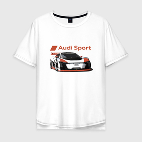 Мужская футболка хлопок Oversize с принтом Audi Sport   Racing team в Новосибирске, 100% хлопок | свободный крой, круглый ворот, “спинка” длиннее передней части | audi | car | germany | motorsport | power | racing | team | автоспорт | ауди | германия | гонка | мощь