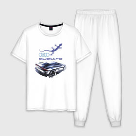 Мужская пижама хлопок с принтом Audi Quattro   Concept , 100% хлопок | брюки и футболка прямого кроя, без карманов, на брюках мягкая резинка на поясе и по низу штанин
 | audi | car | concept | germany | lizard | quattro | автомобиль | ауди | германия | ящерица