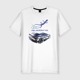 Мужская футболка хлопок Slim с принтом Audi Quattro   Concept в Екатеринбурге, 92% хлопок, 8% лайкра | приталенный силуэт, круглый вырез ворота, длина до линии бедра, короткий рукав | audi | car | concept | germany | lizard | quattro | автомобиль | ауди | германия | ящерица