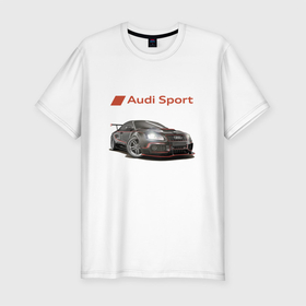 Мужская футболка хлопок Slim с принтом Audi sport   Racing team   Motorsport в Екатеринбурге, 92% хлопок, 8% лайкра | приталенный силуэт, круглый вырез ворота, длина до линии бедра, короткий рукав | audi | car | germany | motorsport | power | racing | team | автоспорт | ауди | германия | гонка | мощь