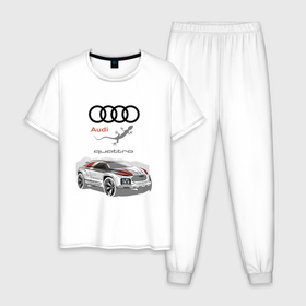 Мужская пижама хлопок с принтом Audi   Quattro   Concept , 100% хлопок | брюки и футболка прямого кроя, без карманов, на брюках мягкая резинка на поясе и по низу штанин
 | audi | car | concept | germany | lizard | автомобиль | ауди | германия | ящерица