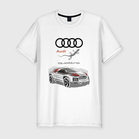 Мужская футболка хлопок Slim с принтом Audi   Quattro   Concept в Кировске, 92% хлопок, 8% лайкра | приталенный силуэт, круглый вырез ворота, длина до линии бедра, короткий рукав | audi | car | concept | germany | lizard | автомобиль | ауди | германия | ящерица