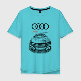 Мужская футболка хлопок Oversize с принтом Audi   Sketch   Concept в Кировске, 100% хлопок | свободный крой, круглый ворот, “спинка” длиннее передней части | audi | car | concept | germany | sketch | автомобиль | ауди | германия | эскиз