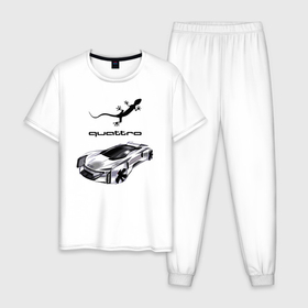 Мужская пижама хлопок с принтом Audi Quattro   Lizard   Concept , 100% хлопок | брюки и футболка прямого кроя, без карманов, на брюках мягкая резинка на поясе и по низу штанин
 | audi | car | concept | germany | lizard | автомобиль | ауди | германия | ящерица