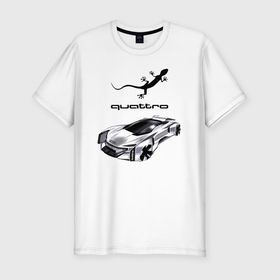 Мужская футболка хлопок Slim с принтом Audi Quattro   Lizard   Concept в Кировске, 92% хлопок, 8% лайкра | приталенный силуэт, круглый вырез ворота, длина до линии бедра, короткий рукав | audi | car | concept | germany | lizard | автомобиль | ауди | германия | ящерица
