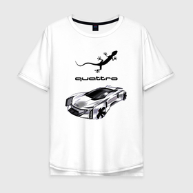 Мужская футболка хлопок Oversize с принтом Audi Quattro   Lizard   Concept в Санкт-Петербурге, 100% хлопок | свободный крой, круглый ворот, “спинка” длиннее передней части | audi | car | concept | germany | lizard | автомобиль | ауди | германия | ящерица