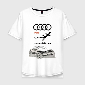 Мужская футболка хлопок Oversize с принтом Audi Quattro   Lizard   Sketch в Кировске, 100% хлопок | свободный крой, круглый ворот, “спинка” длиннее передней части | Тематика изображения на принте: audi | car | concept | germany | lizard | sketch | автомобиль | ауди | германия | эскиз | ящерица