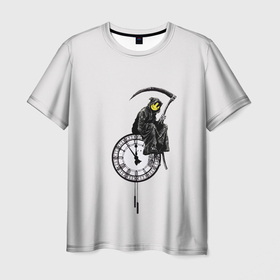 Мужская футболка 3D с принтом Banksy. Grim Reaper , 100% полиэфир | прямой крой, круглый вырез горловины, длина до линии бедер | art | artist | banksy | grim | reaper | smile | street | бэнкси | коса | смайл | стритарт | художник
