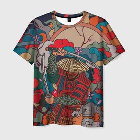 Мужская футболка 3D с принтом Сны самурая в Кировске, 100% полиэфир | прямой крой, круглый вырез горловины, длина до линии бедер | japan | sakura | samurai | графика | иллюстрация | сакура | самурай | япония