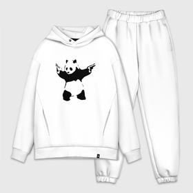 Мужской костюм хлопок OVERSIZE с принтом Banksy. Panda with Guns в Курске,  |  | art | artist | banksy | graffiti | gun | panda | smile | street | бэнкси | оружие | панда | пистолет | смайл | стритарт | художник