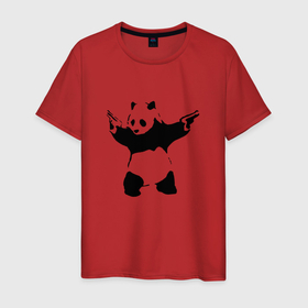 Мужская футболка хлопок с принтом Banksy. Panda with Guns , 100% хлопок | прямой крой, круглый вырез горловины, длина до линии бедер, слегка спущенное плечо. | art | artist | banksy | graffiti | gun | panda | smile | street | бэнкси | оружие | панда | пистолет | смайл | стритарт | художник