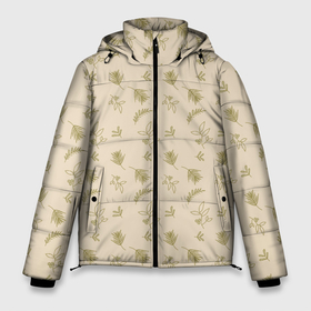 Мужская зимняя куртка 3D с принтом Ботанический узор в Белгороде, верх — 100% полиэстер; подкладка — 100% полиэстер; утеплитель — 100% полиэстер | длина ниже бедра, свободный силуэт Оверсайз. Есть воротник-стойка, отстегивающийся капюшон и ветрозащитная планка. 

Боковые карманы с листочкой на кнопках и внутренний карман на молнии. | ботаника | ветка | веточка | листья | природа | растения | узор | цветы