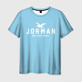 Мужская футболка 3D с принтом Узор Sky Blue Jorman Air (Dope Street Market) в Петрозаводске, 100% полиэфир | прямой крой, круглый вырез горловины, длина до линии бедер | air | dope | jordan | джордан | модные | узор | хайп | шмот | эир