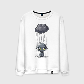 Мужской свитшот хлопок с принтом Щенок под дождём в Курске, 100% хлопок |  | cloud | ears | eyes | muzzle | puddle | puppy | rain | глаза | дождь | лужа | мордочка | нос | облако | уши | щенок