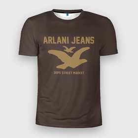 Мужская футболка 3D Slim с принтом Узор Brown Orlani Jeans (Dope Street Market) , 100% полиэстер с улучшенными характеристиками | приталенный силуэт, круглая горловина, широкие плечи, сужается к линии бедра | Тематика изображения на принте: armani | jeans | армани | джинс | модные | узор | хайп | шмот