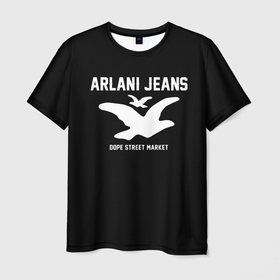 Мужская футболка 3D с принтом Узор Black Orlani Jeans (Dope Street Market) , 100% полиэфир | прямой крой, круглый вырез горловины, длина до линии бедер | armani | jeans | армани | джинс | модные | узор | хайп | шмот