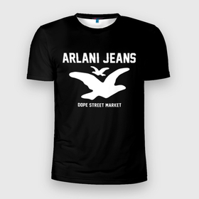 Мужская футболка 3D Slim с принтом Узор Black Orlani Jeans (Dope Street Market) , 100% полиэстер с улучшенными характеристиками | приталенный силуэт, круглая горловина, широкие плечи, сужается к линии бедра | armani | jeans | армани | джинс | модные | узор | хайп | шмот