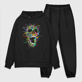 Мужской костюм хлопок OVERSIZE с принтом Color skull   Neon ,  |  | Тематика изображения на принте: color | jaw | neon | skull | teeth | vanguard | авангард | неон | цвет | череп