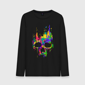 Мужской лонгслив хлопок с принтом Color skull   Neon   Vanguard в Тюмени, 100% хлопок |  | color | fashion | neon | skull | vanguard | авангард | мода | неон | цвет | череп