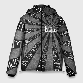 Мужская зимняя куртка 3D с принтом beatles черно белый в Екатеринбурге, верх — 100% полиэстер; подкладка — 100% полиэстер; утеплитель — 100% полиэстер | длина ниже бедра, свободный силуэт Оверсайз. Есть воротник-стойка, отстегивающийся капюшон и ветрозащитная планка. 

Боковые карманы с листочкой на кнопках и внутренний карман на молнии. | 90 | beatles | handeyework | арт | битлс | линии | лучи | музыка | надписи | поп | прошлое | рок | текст | текстура | чб | черно белое