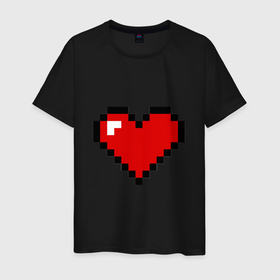 Мужская футболка хлопок с принтом Pixel love в Екатеринбурге, 100% хлопок | прямой крой, круглый вырез горловины, длина до линии бедер, слегка спущенное плечо. | Тематика изображения на принте: арт | иллюстрация | красный | пиксели | сердечко