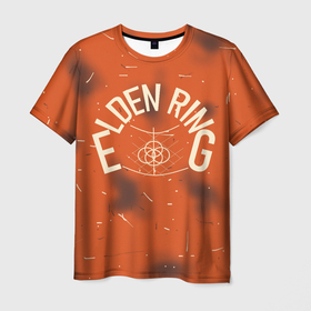 Мужская футболка 3D с принтом Элден Ринг с эмблемой в Екатеринбурге, 100% полиэфир | прямой крой, круглый вырез горловины, длина до линии бедер | elden ring эмблема | элден ринг игра | элден ринг искры | элден ринг надпись | элден ринг эмблема