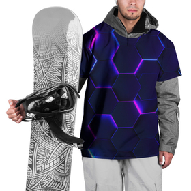 Накидка на куртку 3D с принтом соты   неон в Новосибирске, 100% полиэстер |  | future | handeyework | light | neon | квадраты | космос | линии | матиматика | неон | полосы | призма | радуга | свет | светящиеся | соты | текстура | ультра | фиолет