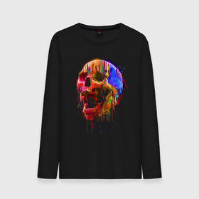 Мужской лонгслив хлопок с принтом Color skull   Neon   Fashion в Тюмени, 100% хлопок |  | color | fashion | jaw | neon | skull | мода | неон | пасть | цвет | череп
