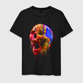 Мужская футболка хлопок с принтом Color skull   Neon   Fashion в Санкт-Петербурге, 100% хлопок | прямой крой, круглый вырез горловины, длина до линии бедер, слегка спущенное плечо. | color | fashion | jaw | neon | skull | мода | неон | пасть | цвет | череп