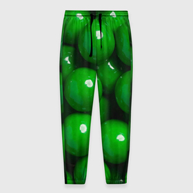 Мужские брюки 3D с принтом Крупный зеленый горошек в Белгороде, 100% полиэстер | манжеты по низу, эластичный пояс регулируется шнурком, по бокам два кармана без застежек, внутренняя часть кармана из мелкой сетки | горох | горошек | зеленый | зеленый горошек | зелень