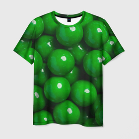 Мужская футболка 3D с принтом Крупный зеленый горошек в Белгороде, 100% полиэфир | прямой крой, круглый вырез горловины, длина до линии бедер | горох | горошек | зеленый | зеленый горошек | зелень