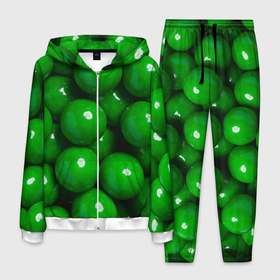 Мужской костюм 3D с принтом Крупный зеленый горошек в Новосибирске, 100% полиэстер | Манжеты и пояс оформлены тканевой резинкой, двухслойный капюшон со шнурком для регулировки, карманы спереди | горох | горошек | зеленый | зеленый горошек | зелень