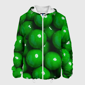 Мужская куртка 3D с принтом Крупный зеленый горошек в Белгороде, ткань верха — 100% полиэстер, подклад — флис | прямой крой, подол и капюшон оформлены резинкой с фиксаторами, два кармана без застежек по бокам, один большой потайной карман на груди. Карман на груди застегивается на липучку | горох | горошек | зеленый | зеленый горошек | зелень