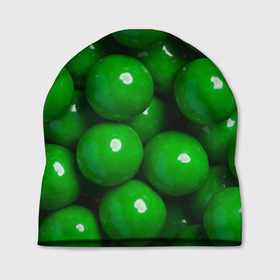 Шапка 3D с принтом Крупный зеленый горошек в Новосибирске, 100% полиэстер | универсальный размер, печать по всей поверхности изделия | горох | горошек | зеленый | зеленый горошек | зелень