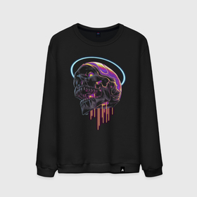 Мужской свитшот хлопок с принтом Sky skull   Neon , 100% хлопок |  | color | halo | neon | skull | неон | нимб | цвет | череп