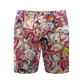 Мужские шорты спортивные с принтом Ахегао с щупальцами в цвете ,  |  | ahegao | anime | manga | tentacles | аниме | ахегао | коллаж | манга | осьминог | паттерн | тентакли | щупальца