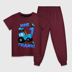 Детская пижама хлопок с принтом Синий Трактор 1 годик в Екатеринбурге, 100% хлопок |  брюки и футболка прямого кроя, без карманов, на брюках мягкая резинка на поясе и по низу штанин
 | Тематика изображения на принте: 1 годик | baby cartoon | blue tractor | день рождения | для малышей | мне 1 годик | мультик | мультики | по полям | синий трактор | теремок тв | трактор