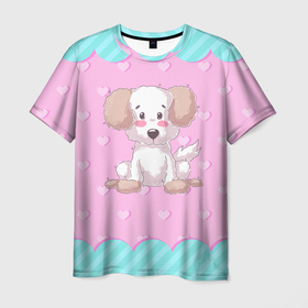 Мужская футболка 3D с принтом Маленький милый щенок (детский) , 100% полиэфир | прямой крой, круглый вырез горловины, длина до линии бедер | детский | пес | песик | собака | собачка | щенок