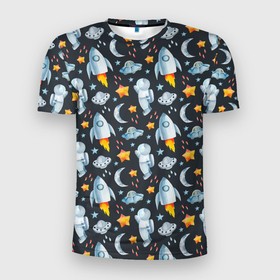 Мужская футболка 3D Slim с принтом Астрология космонавты в Белгороде, 100% полиэстер с улучшенными характеристиками | приталенный силуэт, круглая горловина, широкие плечи, сужается к линии бедра | nasa | астрология | космонавты | космос | наса | планеты