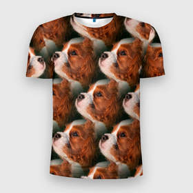 Мужская футболка 3D Slim с принтом Бульдог паттерн в Новосибирске, 100% полиэстер с улучшенными характеристиками | приталенный силуэт, круглая горловина, широкие плечи, сужается к линии бедра | бульдог | бульдоги | паттерн | пес | собака | собаки