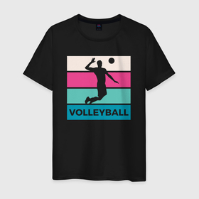 Мужская футболка хлопок с принтом Volleyball Play , 100% хлопок | прямой крой, круглый вырез горловины, длина до линии бедер, слегка спущенное плечо. | Тематика изображения на принте: 