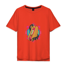 Мужская футболка хлопок Oversize с принтом Маленький монстро в Тюмени, 100% хлопок | свободный крой, круглый ворот, “спинка” длиннее передней части | арт | вредная еда | еда | иллюстрация | монстр | собакен
