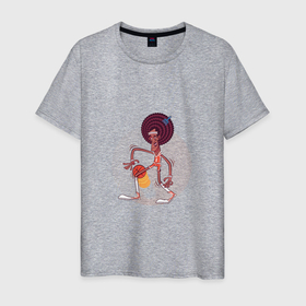 Мужская футболка хлопок с принтом Афроболист в Тюмени, 100% хлопок | прямой крой, круглый вырез горловины, длина до линии бедер, слегка спущенное плечо. | арт | баскетбол | иллюстрация | мяч | прическа