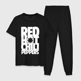 Мужская пижама хлопок с принтом Red Hot Chili Peppers Рок в Екатеринбурге, 100% хлопок | брюки и футболка прямого кроя, без карманов, на брюках мягкая резинка на поясе и по низу штанин
 | chili | hot | music | peppers | red hot chili peppers | rock | музыка | ред хот чили пеперс | рок