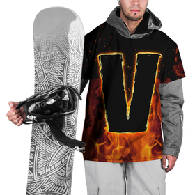 Накидка на куртку 3D с принтом ОГНЕННАЯ БУКВА V в Тюмени, 100% полиэстер |  | v буква | zapobedy | zaпобеду | алфавит | буква в | буква в английская | буква я | буквы | за наших | за победу | запобеду | огонь | пламя | спецоперация